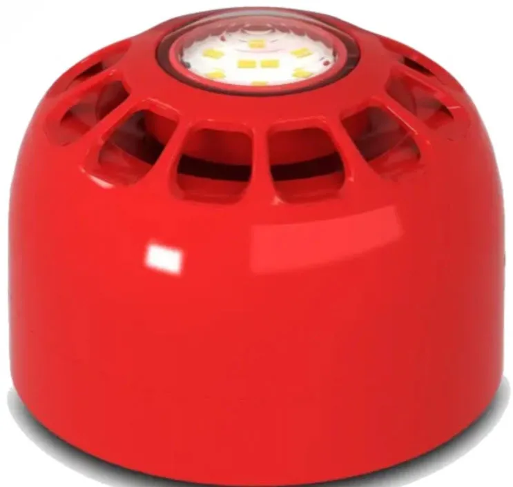 [447-005] Sirena con luz estroboscópica convencional, rojo, 102 mm, 24 V, homologación EN