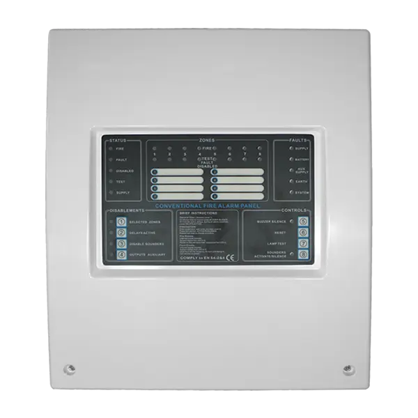 Panel Contra Incendio Convencional, 4 zonas, plástico, homologado EN