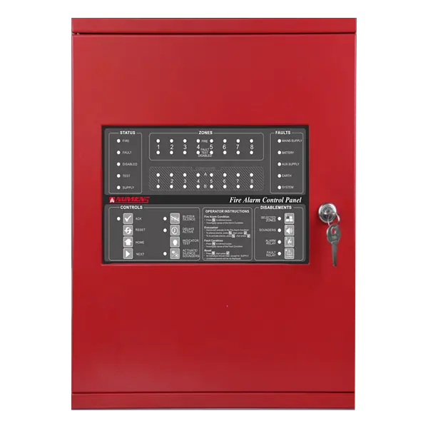 [4003-06] Panel Contra Incendio convencional, 8 zonas, carcasa metálica, rojo Aprobado por EN